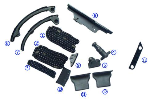 كيت سلسلة توقيت بلاستيك PA66 / PA46 لـ INFINITI 4494CC V8 90-96 Q45 32V DOHC
