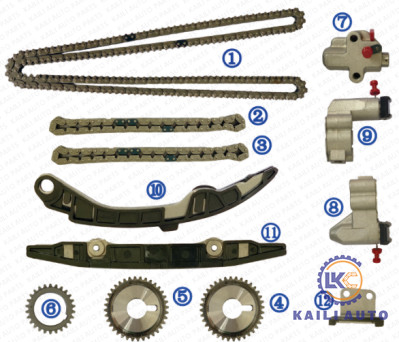 مجموعة أدوات سلسلة التوقيت VQ25DE لنيسان TEANA J32 J31 2.3L 2.5L 3.5L 13028-JK00A 11 * 196L 13028-AL510 9 * 66L